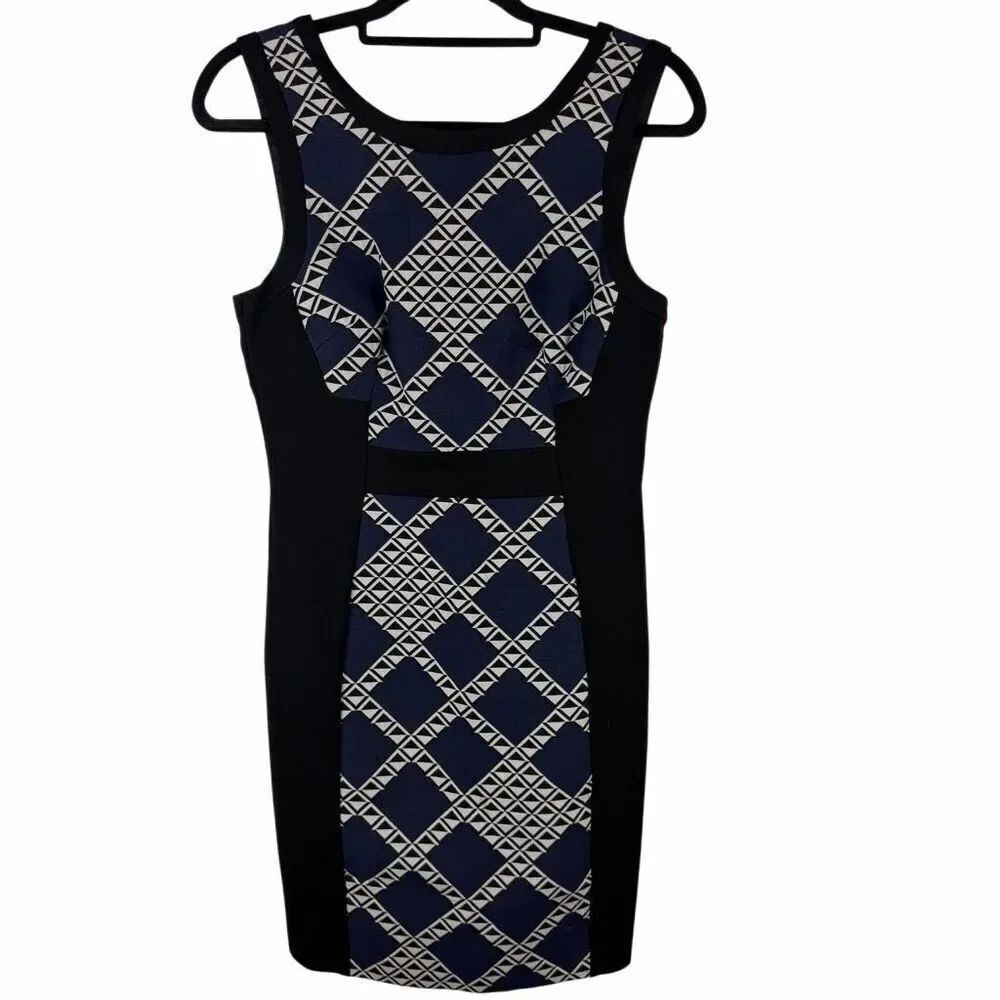 Trina Turk navy, black, white diamond dress- size 6